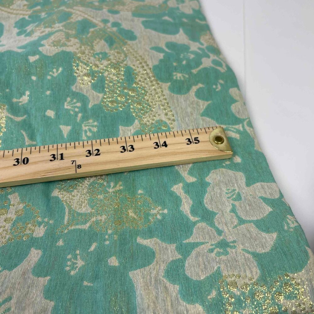 Tahari Womens Aqua Gold Sleeveless‎ Jacquard Floral Dress Size 8 - Picture 7 of 9